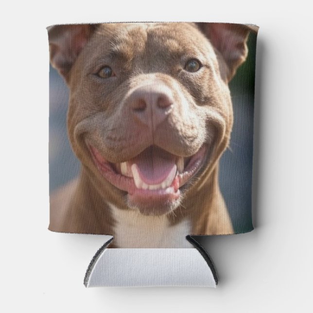 Add Pit Bull Photo Customise Can Cooler (Front)