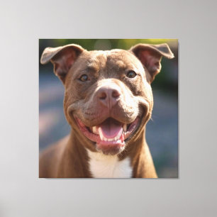Add Pit Bull Photo Customise Canvas Print