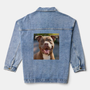 Add Pit Bull Photo Customise Denim Jacket