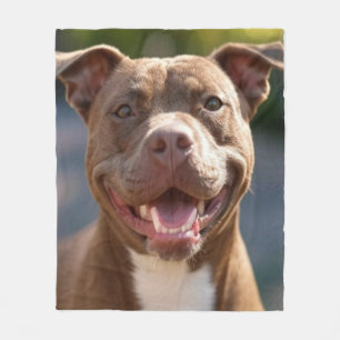 Add Pit Bull Photo Customise Fleece Blanket