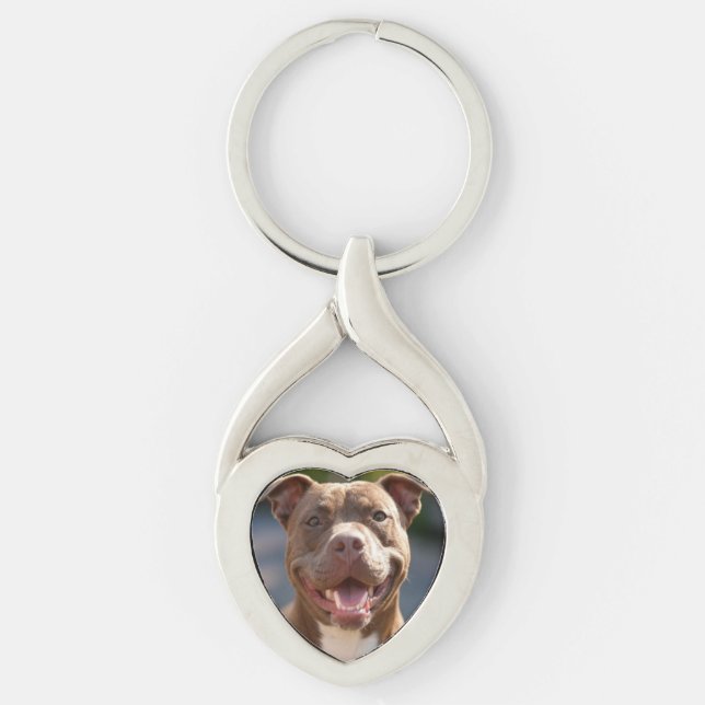 Add Pit Bull Photo Customise Key Ring (Front)