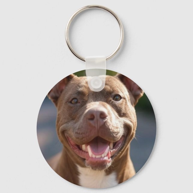 Add Pit Bull Photo Customise Key Ring (Front)