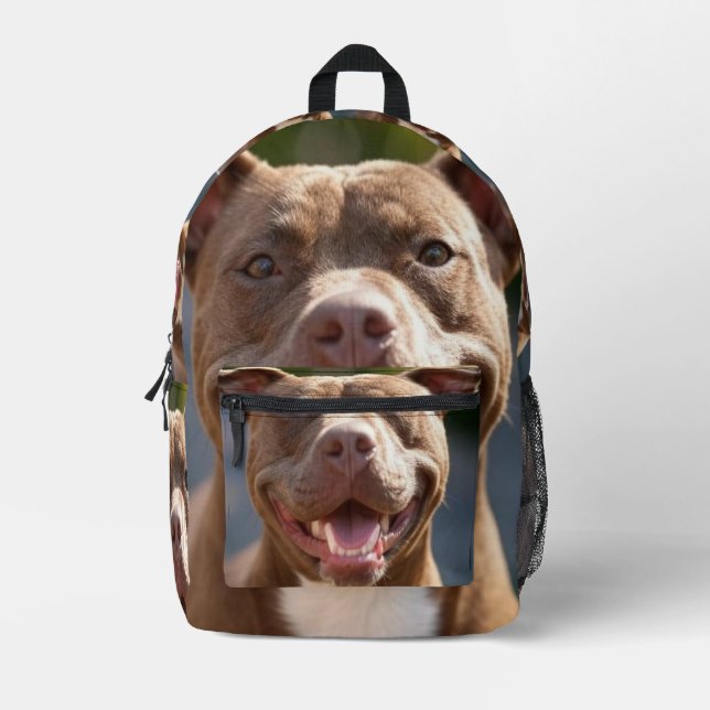 Add Pit Bull Photo Customise Printed Backpack (Front)
