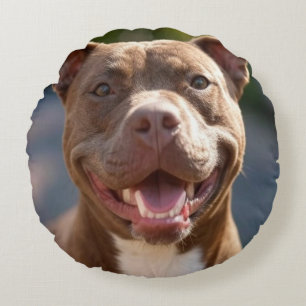 Add Pit Bull Photo Customise Round Cushion
