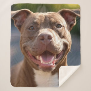 Add Pit Bull Photo Customise Sherpa Blanket