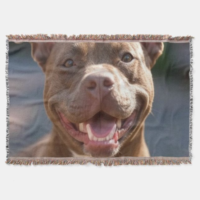 Add Pit Bull Photo Customise Throw Blanket (Front)