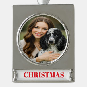 Add Poddle Photo Personalise Customise Silver Plated Banner Ornament
