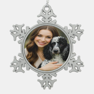 Add Poddle Photo Personalize Customize Snowflake Pewter Christmas Ornament