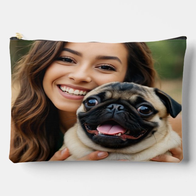 Add Pug Photo Personalise Customise Accessory Pouch (Front)