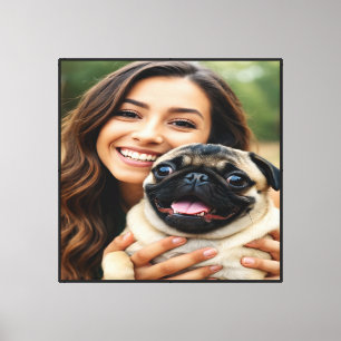 Add Pug Photo Personalise Customise Canvas Print