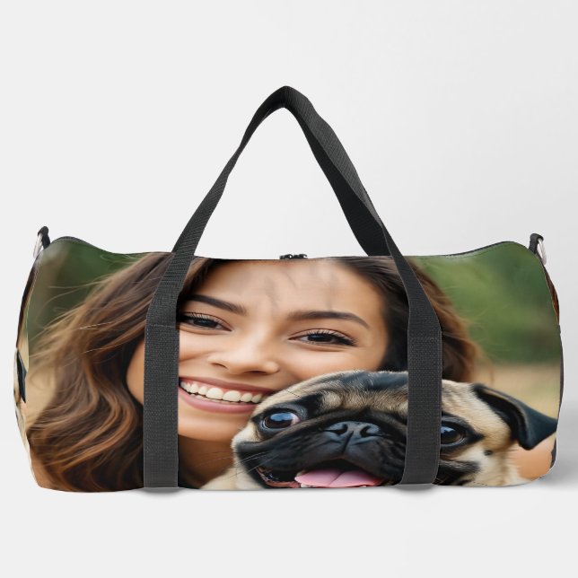 Add Pug Photo Personalise Customise Duffle Bag (Front)