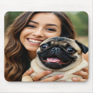 Add Pug Photo Personalise Customise Mouse Pad