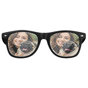 Add Pug Photo Personalise Customise Retro Sunglasses