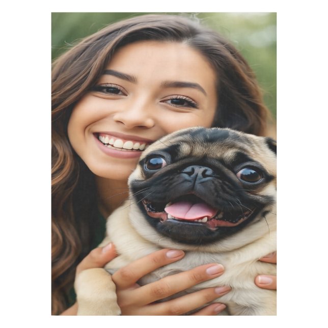 Add Pug Photo Personalise Customise Tablecloth (Front)