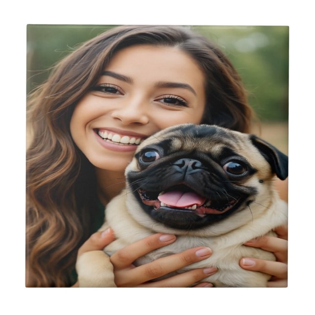 Add Pug Photo Personalise Customise Tile (Front)
