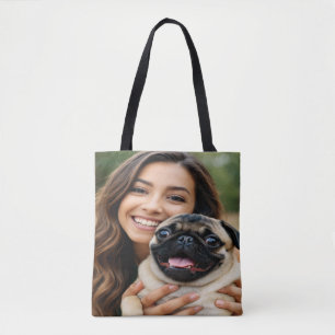 Add Pug Photo Personalise Customise Tote Bag