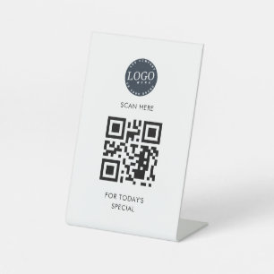 Add QR Code and Logo Menu Special Business Pedestal Sign