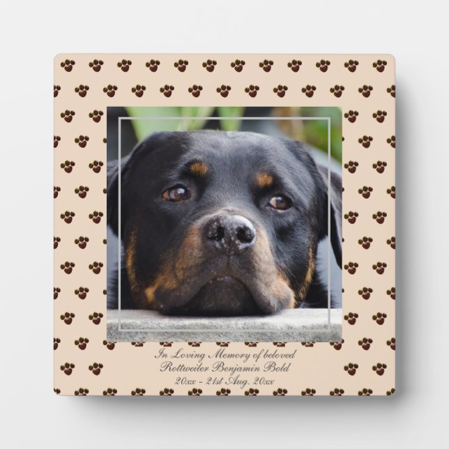 Add Rottweiler Photo Name Pet Memorial Keepsake Plaque (Front)