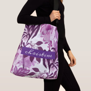 Add Script Name Pink Botanical Floral Pattern Crossbody Bag