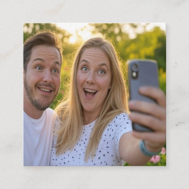 Add Selfie Customise Square Business Card (Front)