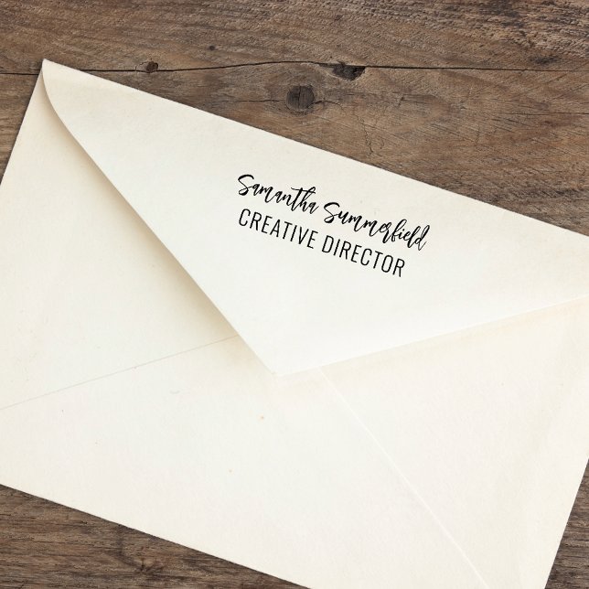 Add Signature and Business Job Title Self-inking Stamp (Modern Script Typography Self Inking Rubber Stamp)