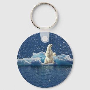Add SLOGAN to Save Polar Bears Arctic Planet Ice Key Ring