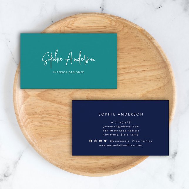 Add Social Media Script Custom Colour Minimalist Business Card (Creator Uploaded)