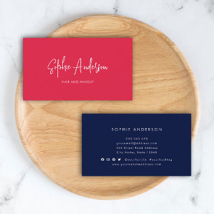 Add Social Media Trendy Modern Script Minimalist Business Card