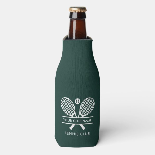 Add Sports Club Name Lawn Tennis Team Green Bottle Cooler (Bottle Front)