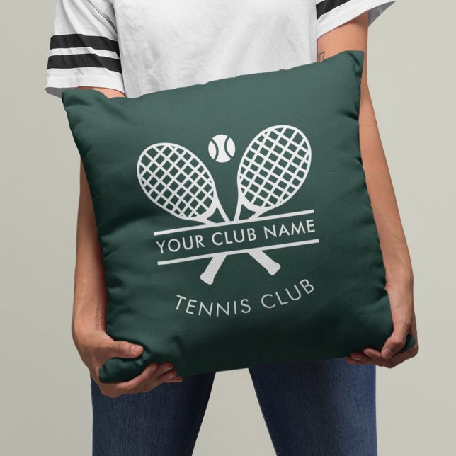 Add Sports Club Name Tennis Sports Green Any Colou Cushion (Sports Club Name Tennis Sports Green Any Color Throw Pillow)