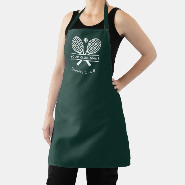 Add Sports Club Name Tennis Team Any Colour Green Apron (Insitu)