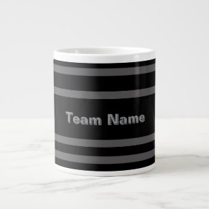 Add Team Name Black And Grey Sports Team Colours  Large Coffee Mug