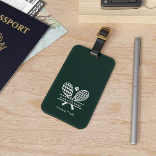 Add Tennis Club Name Rackets Motif Green Custom Luggage Tag