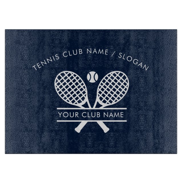 Add Tennis Club Name Team Players Navy Blue Cutting Board (Front)