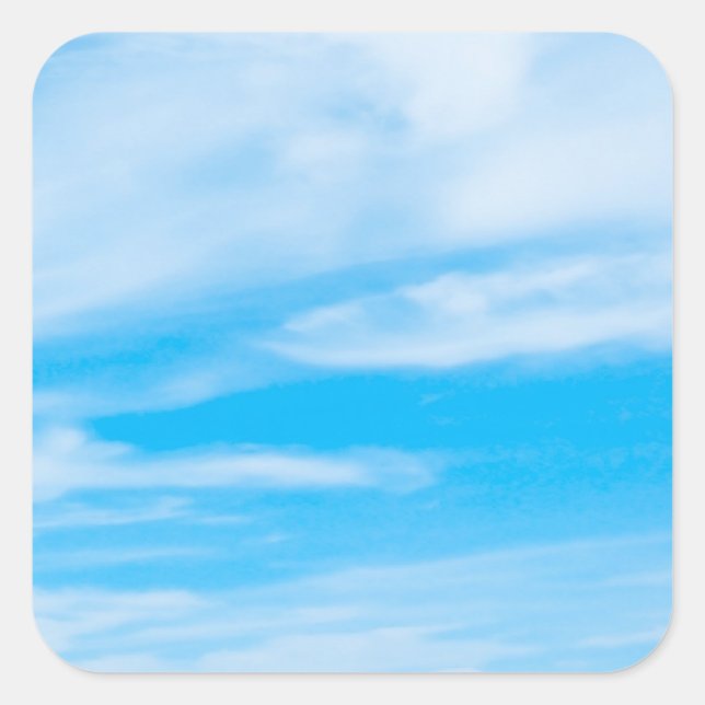 Add Text Blue Sky Clouds Nature Template Square Sticker (Front)