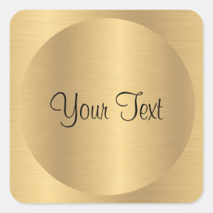 Add Text Faux Gold Metallic Look Template Custom Square Sticker