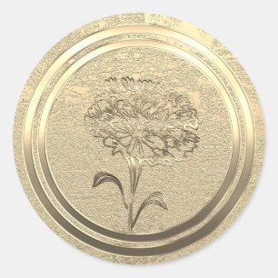 Add Text Gold Carnation January  Classic Round Sticker