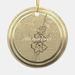 Add Text Gold Gladiolus Ceramic Tree Decoration