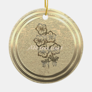 Add Text Gold Larkspur Delphinium Ceramic Tree Decoration
