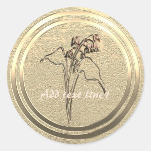 Add Text Gold Lily of the Valley   Classic Round Sticker