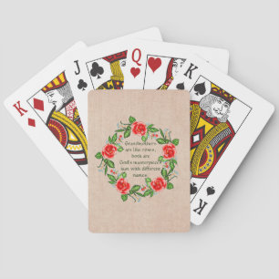 Add Text, Grandmothers Like Roses, Floral Grandma Playing Cards