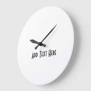Add Text Here Printed Hand Colour Black Stylish Large Clock