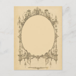 Add text & image to ornate vintage frame, border postcard
