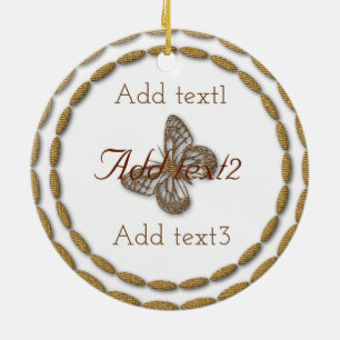 Add Text Magic Gold Butterfly Kids Christmas Ceramic Tree Decoration
