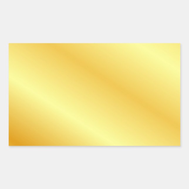 Add Text Monogram Elegant Metallic Look Faux Gold Rectangular Sticker (Front)