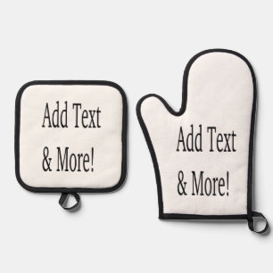 Add Text & More! Customise Your Own Personalised Oven Mitt & Pot Holder Set