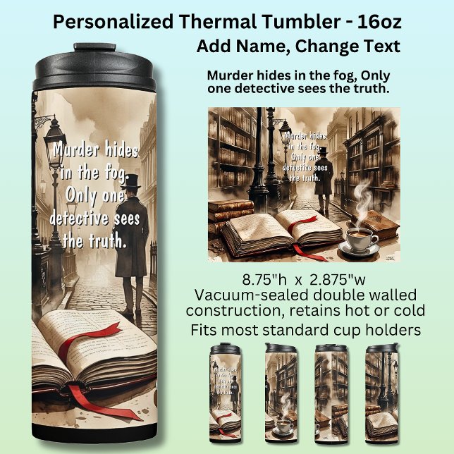Add Text, Murder Mystery Crime Books Thermal Tumbler (Creator Uploaded)