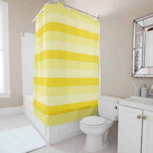 Add Text Name Cute Template Yellow Stripes Custom Shower Curtain