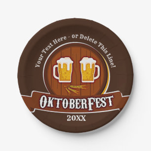 Add Text Name Year Oktoberfest Party 20xx 7" Paper Plate