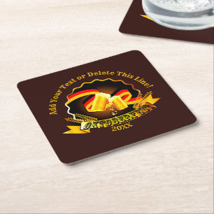 Add Text Name Year Oktoberfest Party 20xx Square Paper Coaster